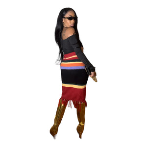 Color Block Knitted Skirt